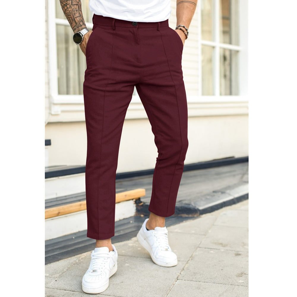 Straight Leg Crop Trousers for Men - Rosso