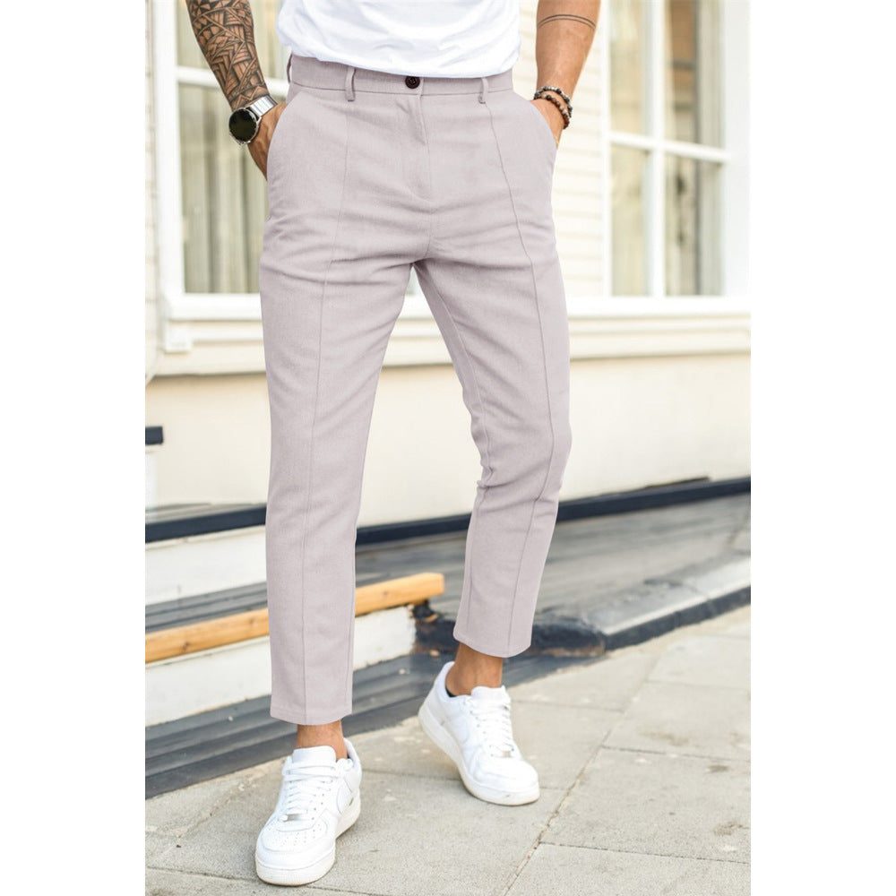 Straight Leg Crop Trousers for Men - Grigio scuro