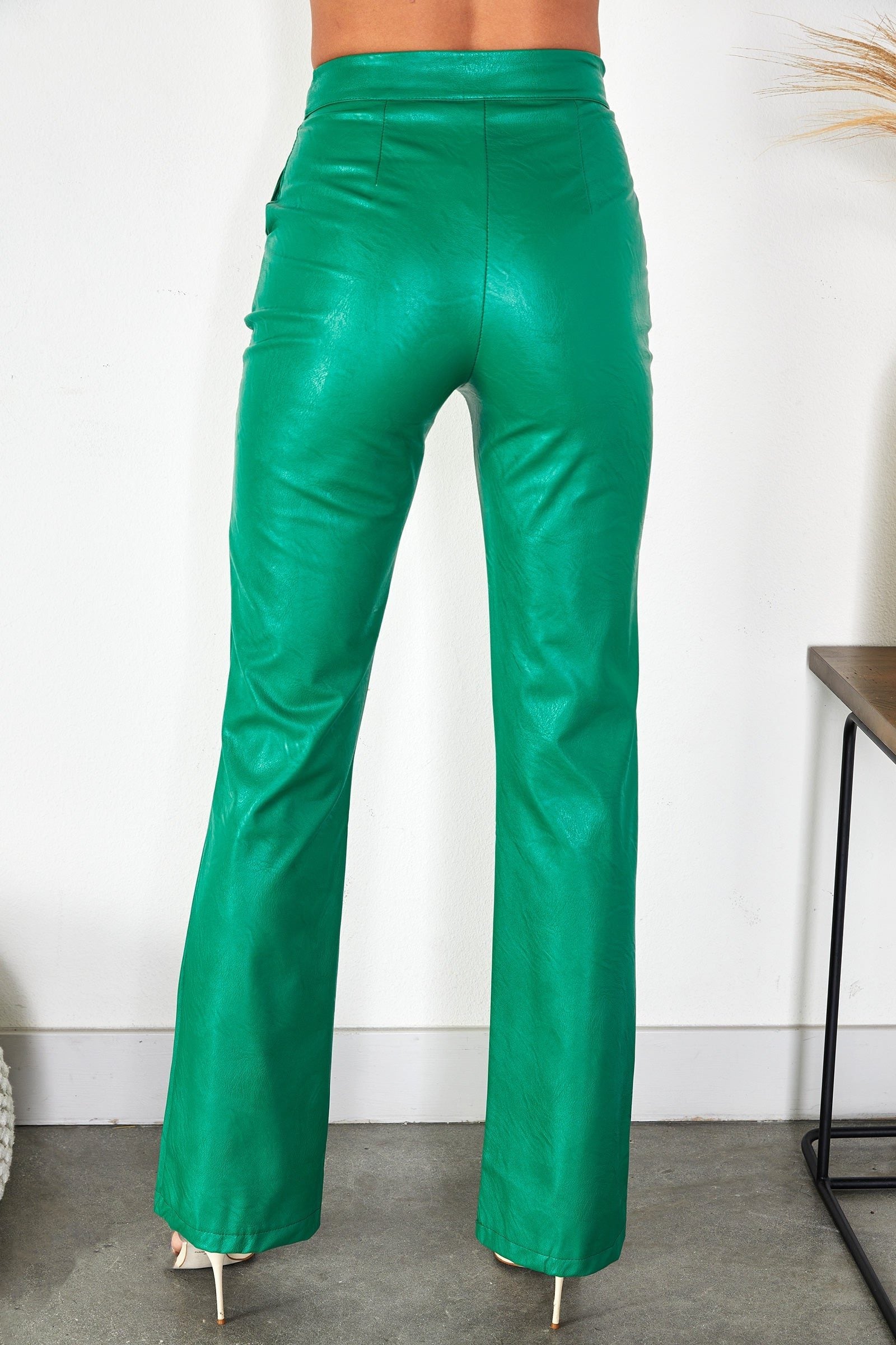 Straight Leg Faux Leather Trousers for Women - View 30