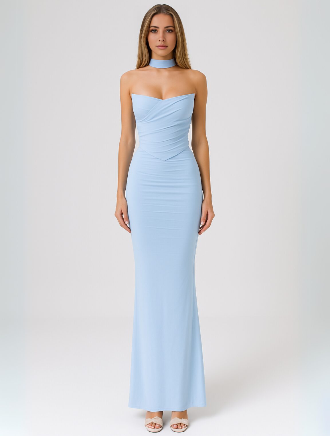 Strapless Choker Maxi Dress for Women
