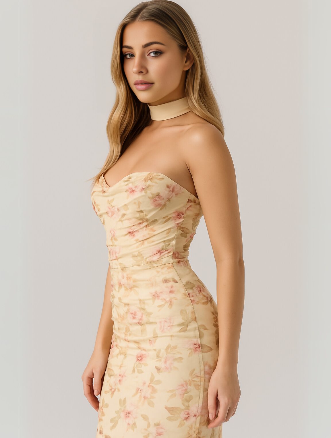 Strapless Choker Maxi Dress for Women - View 11