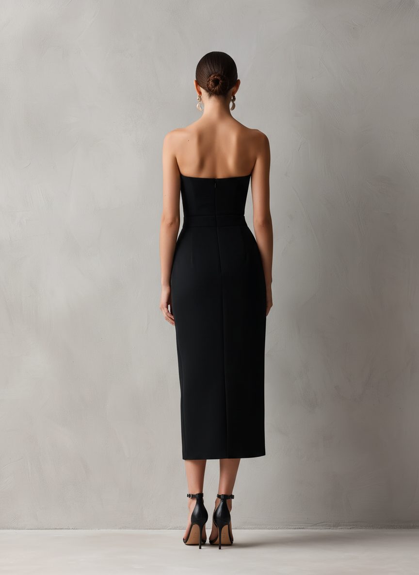 Strapless Midi Dress with Pockets for Women - View 5