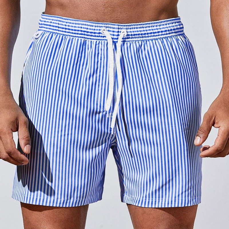 Striped Drawstring Swim Shorts for Men