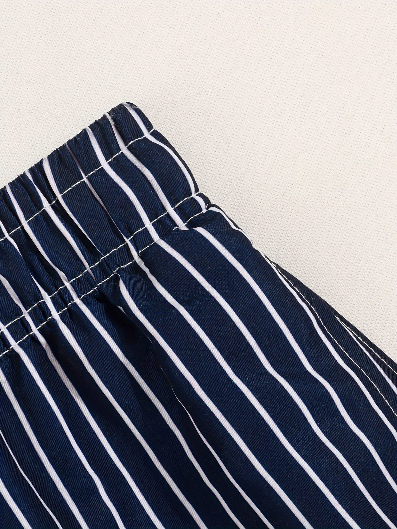 Striped Swim Shorts with Drawstring Waist for Men - View 4