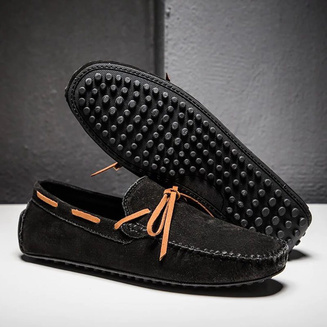Suede Lace-Up Driving Loafers for Men