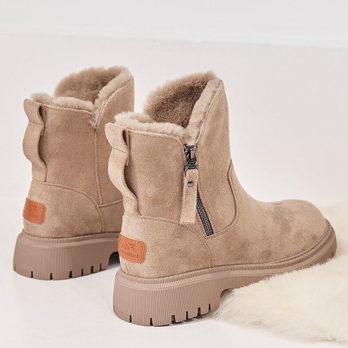 Suede Slip-On Platform Ankle Boots for Women - View 7