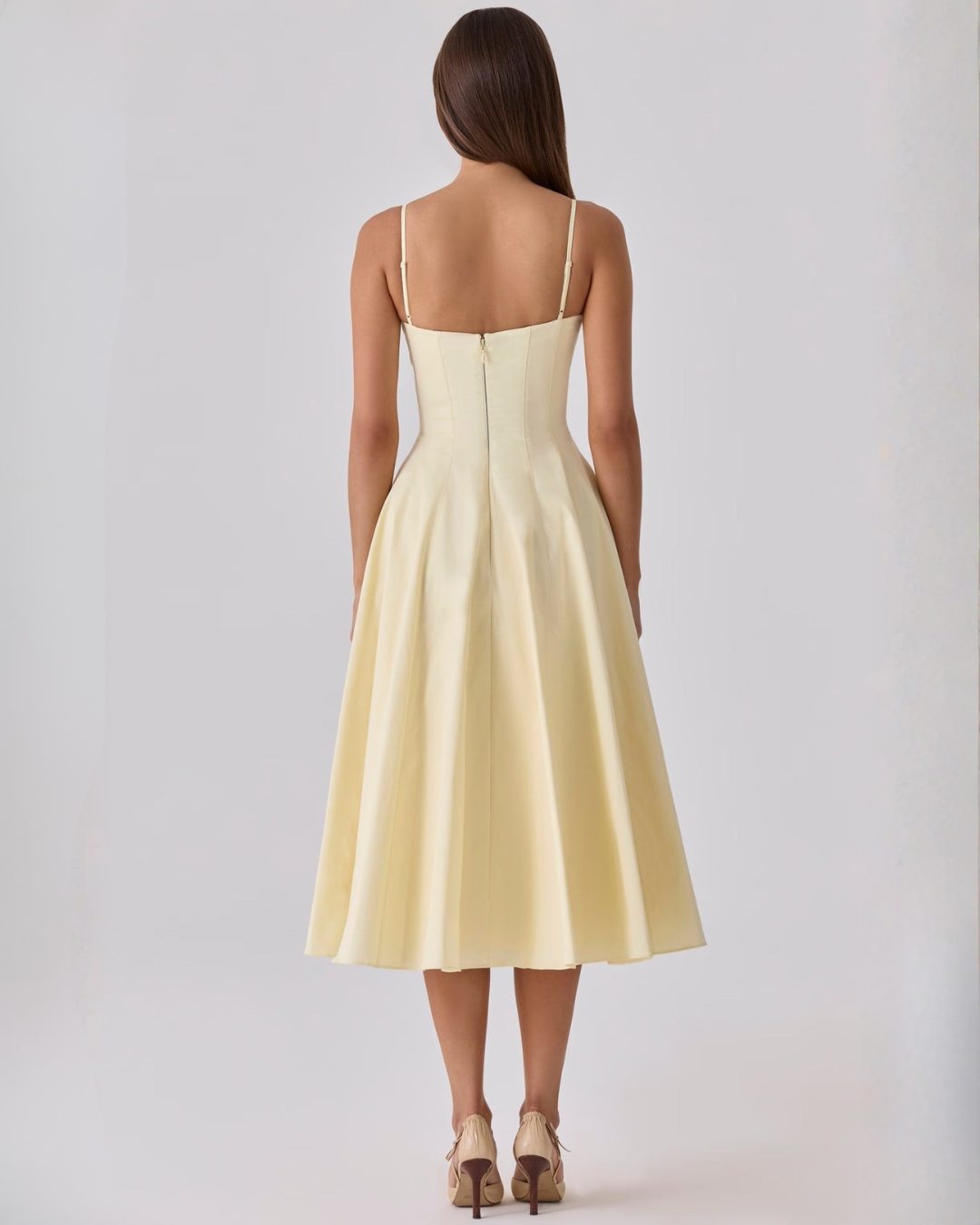 Sweetheart Neckline Fit and Flare Midi Dress for Women - View 3