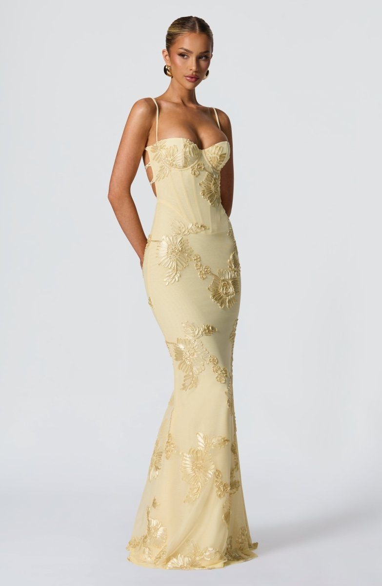 Sweetheart Neckline Floral Appliqué Maxi Dress for Women - View 9