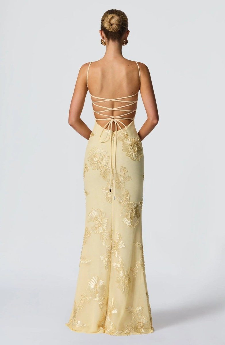 Sweetheart Neckline Floral Appliqué Maxi Dress for Women - View 10