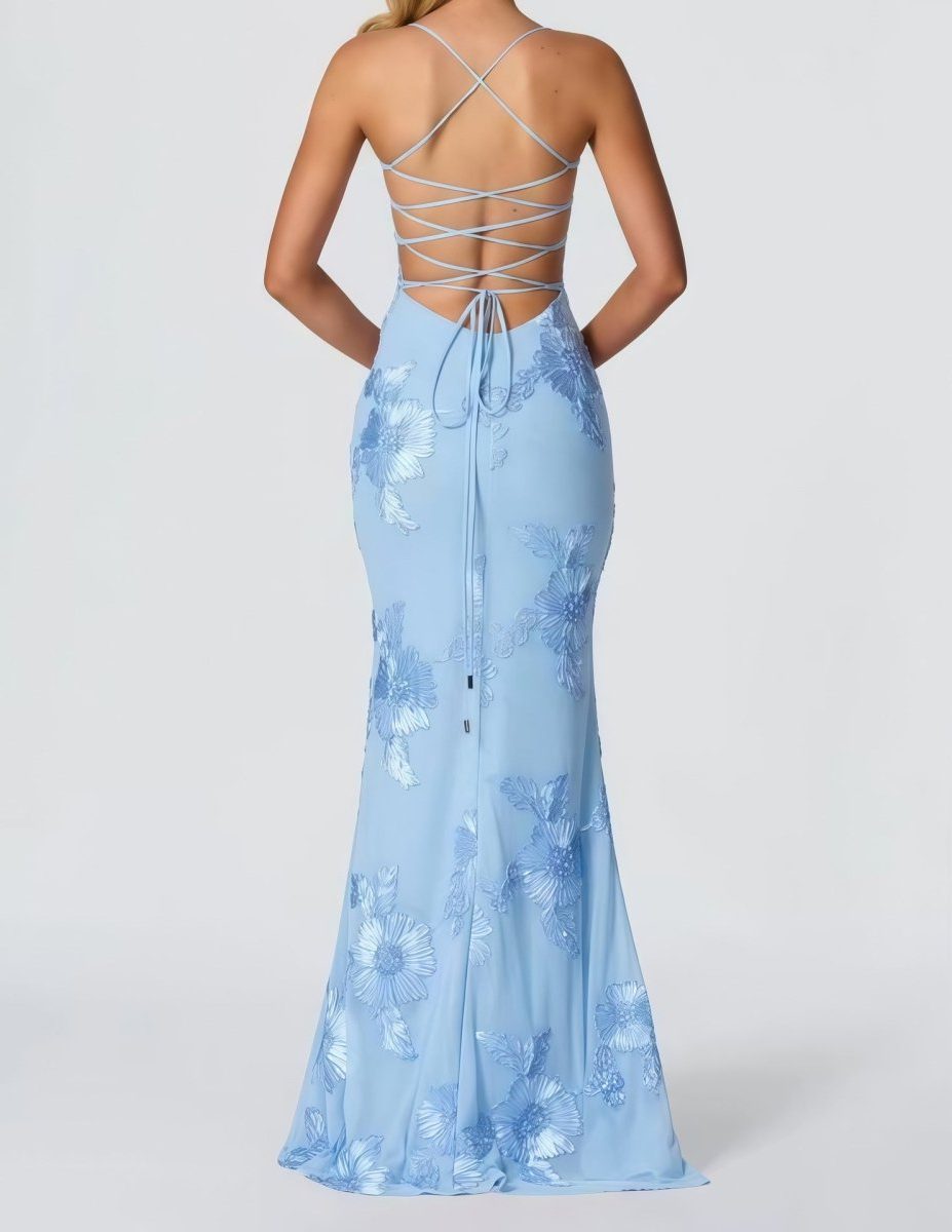 Sweetheart Neckline Floral Appliqué Maxi Dress for Women - View 14
