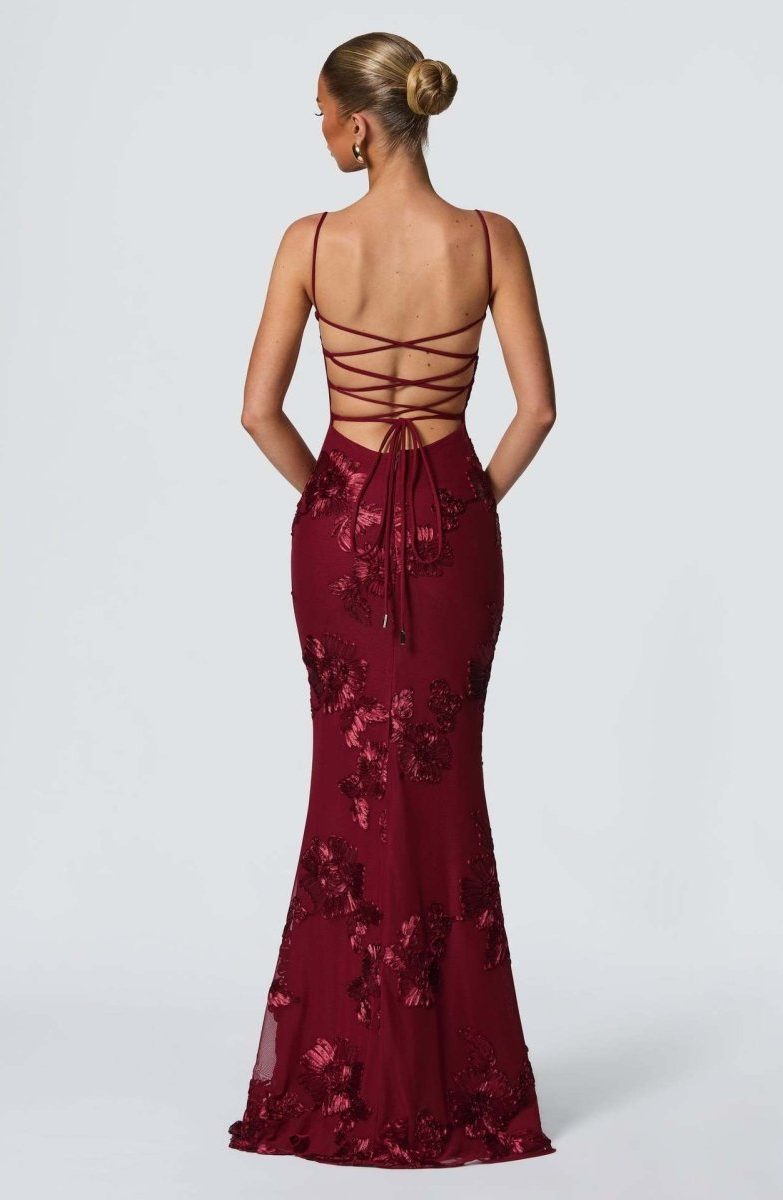 Sweetheart Neckline Floral Appliqué Maxi Dress for Women - View 2