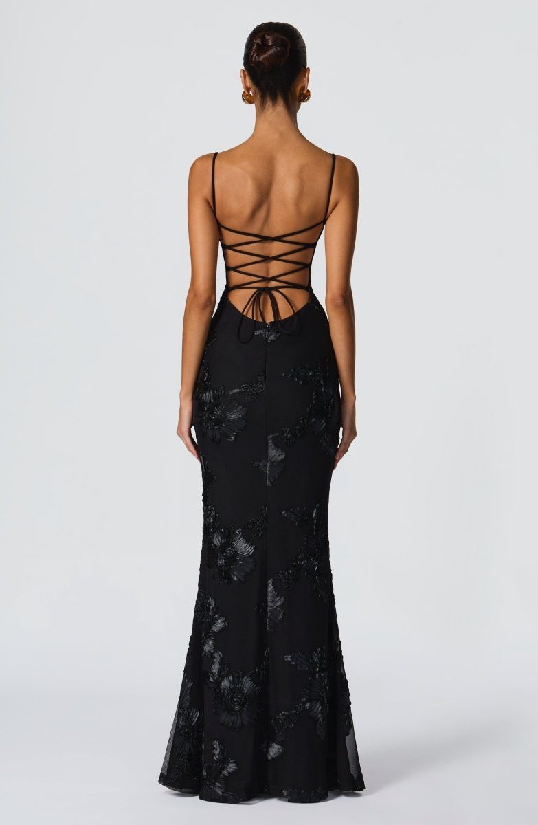 Sweetheart Neckline Floral Appliqué Maxi Dress for Women - View 7