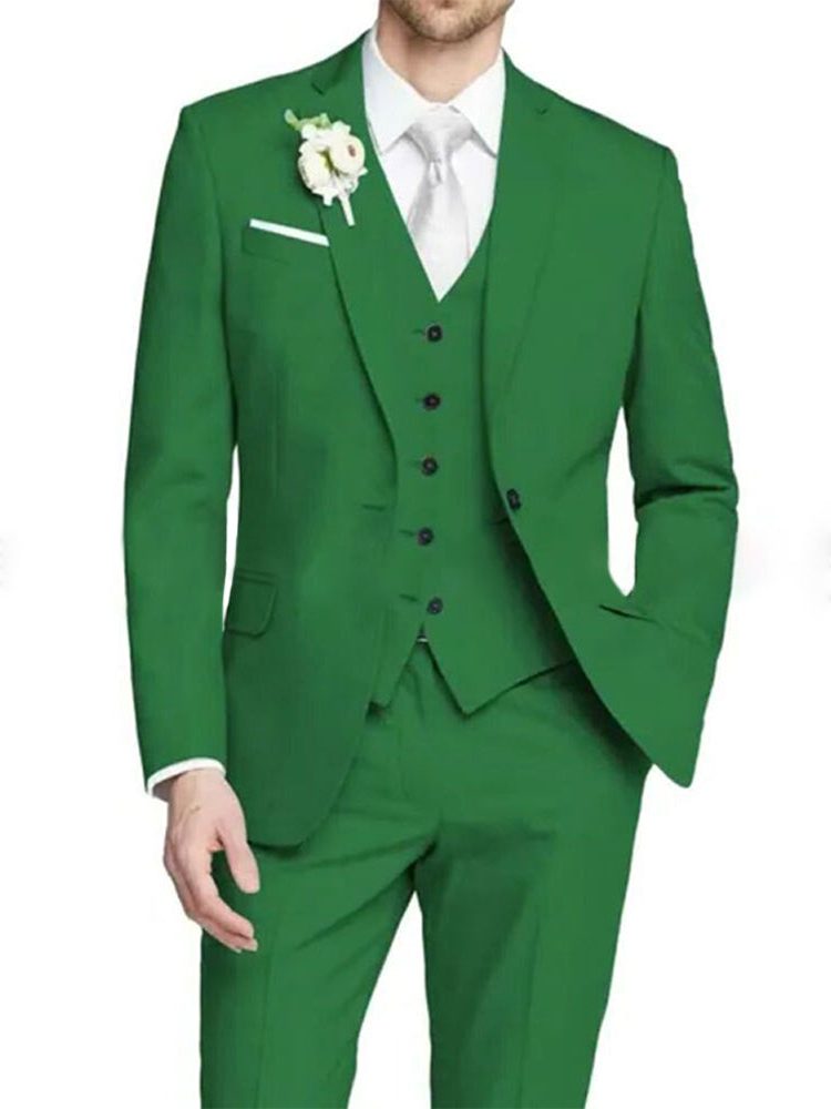 Tailored Fit Single Breasted Suit for Men - Green