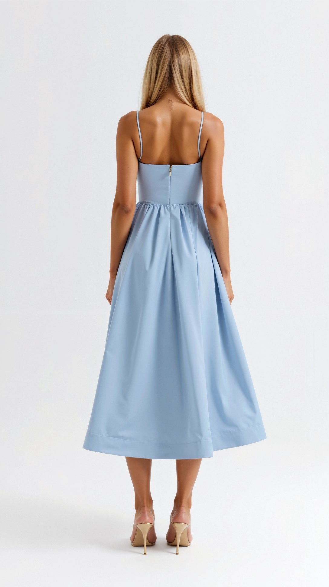 Sweetheart Neck Midi Dress with Thin Straps for Women
