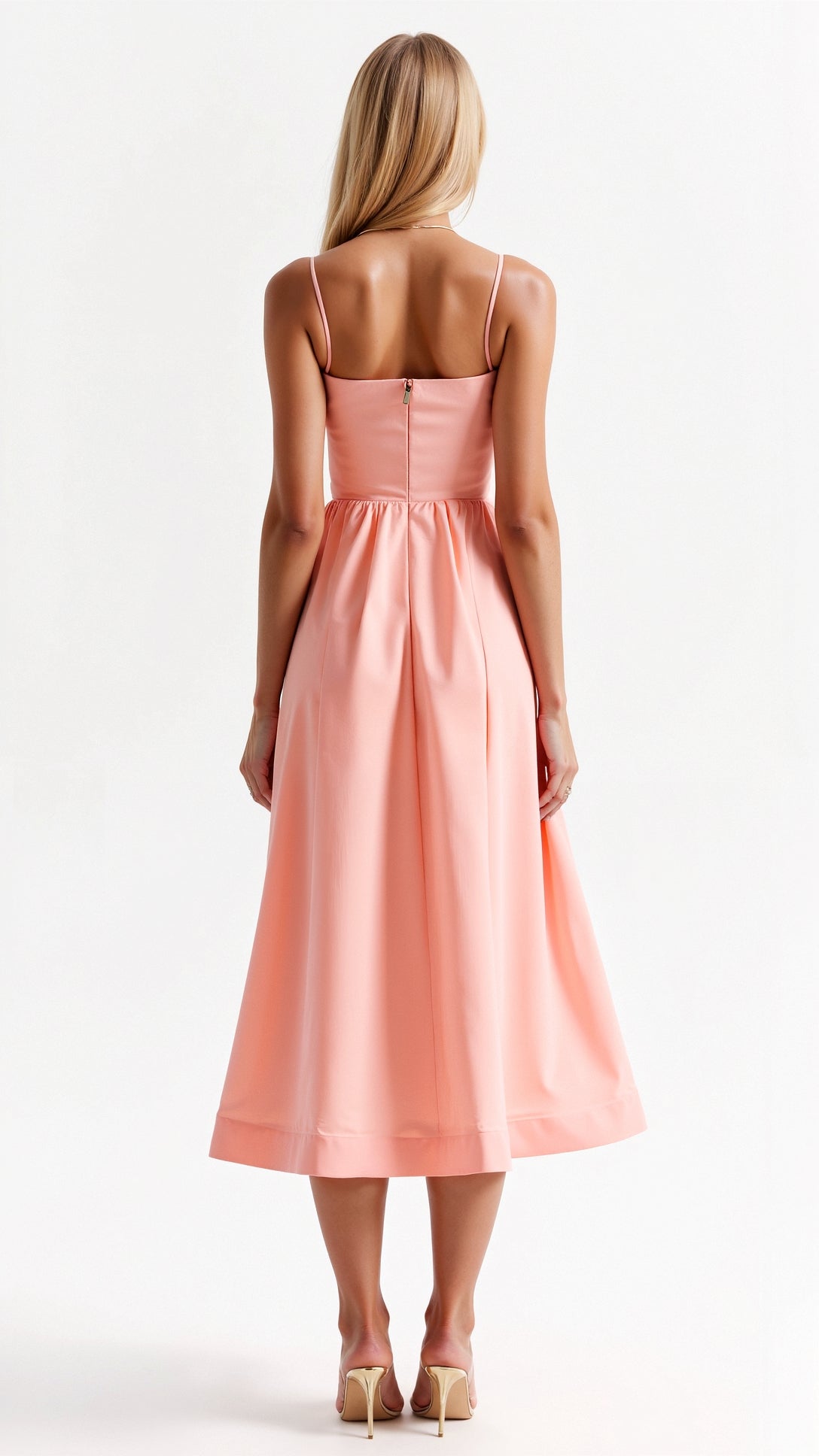 Sweetheart Neck Midi Dress with Thin Straps for Women