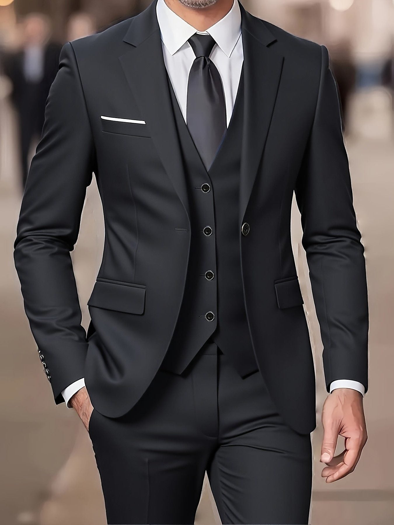 Three-Piece Double-Breasted Blazer Suit for Men - View 2