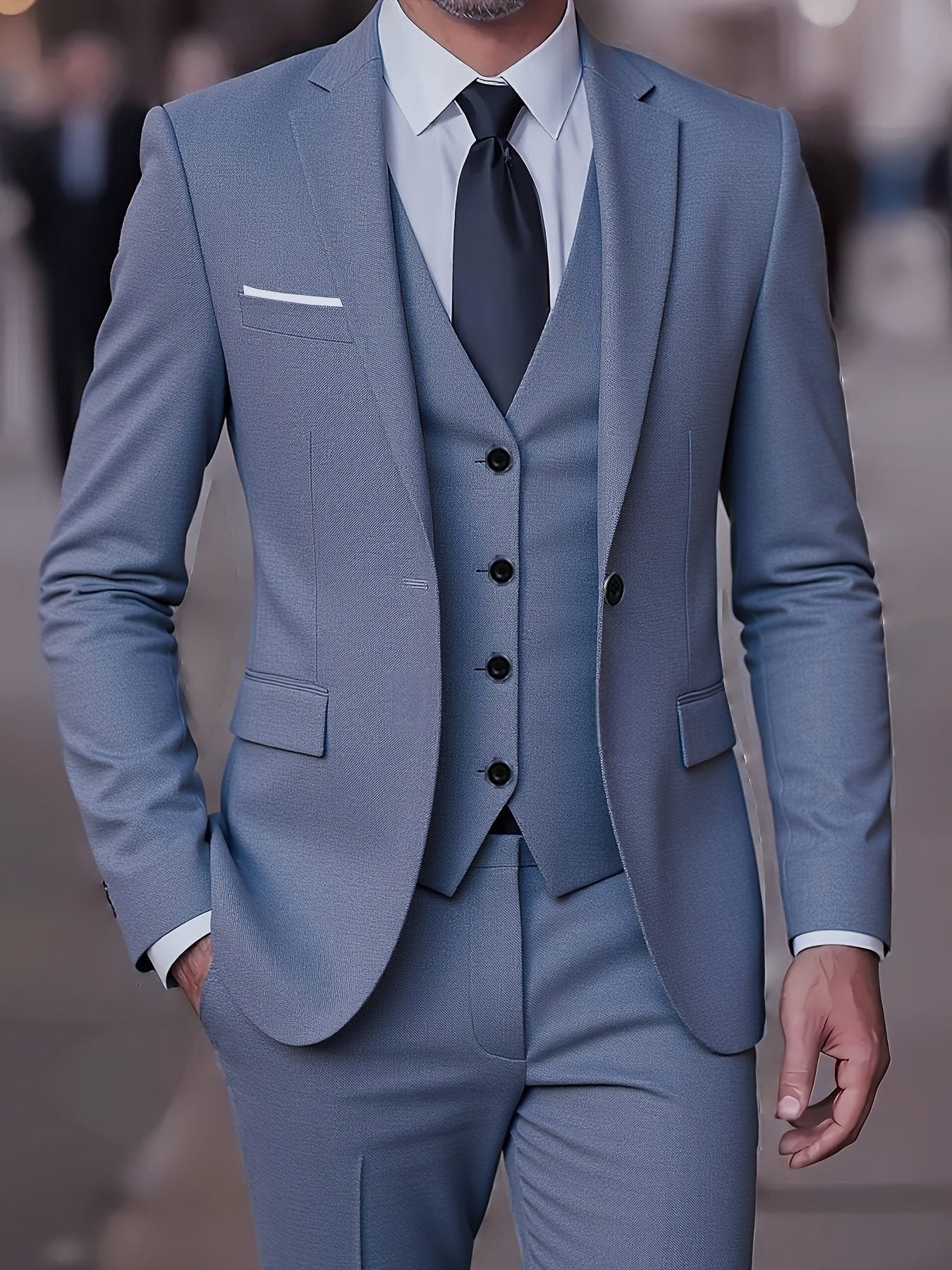 Three-Piece Double-Breasted Blazer Suit for Men - View 4