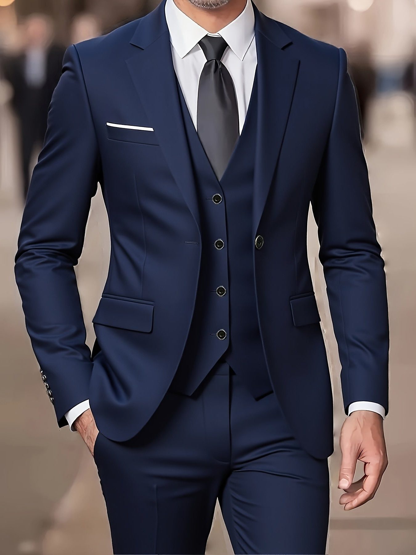 Three-Piece Double-Breasted Blazer Suit for Men - View 5