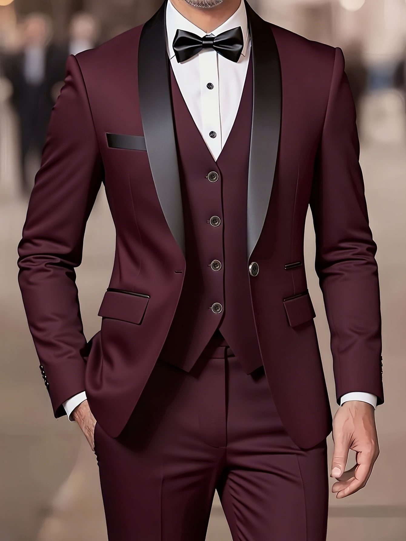 Three-Piece Double-Breasted Blazer Suit for Men - View 6