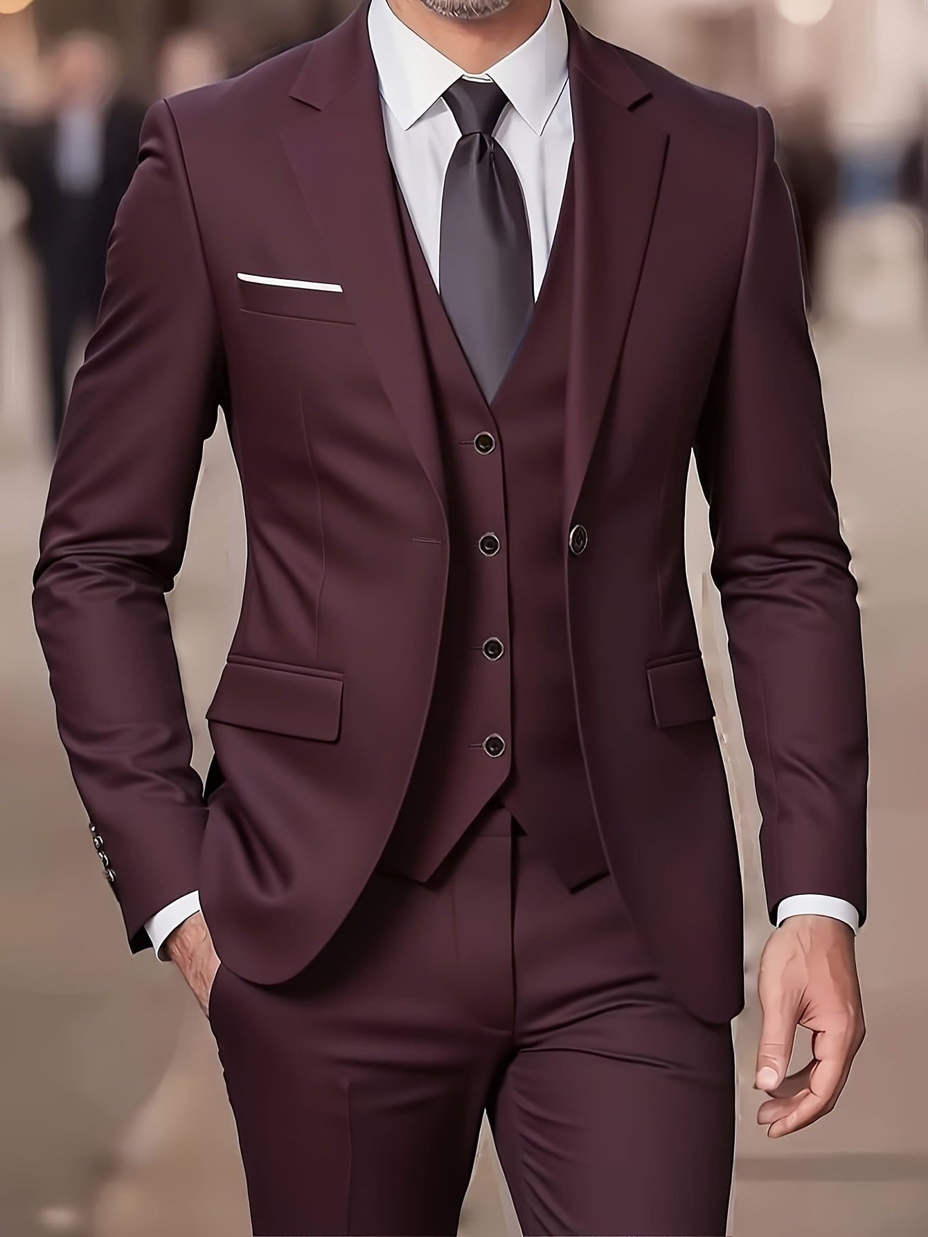 Three-Piece Double-Breasted Blazer Suit for Men - View 8