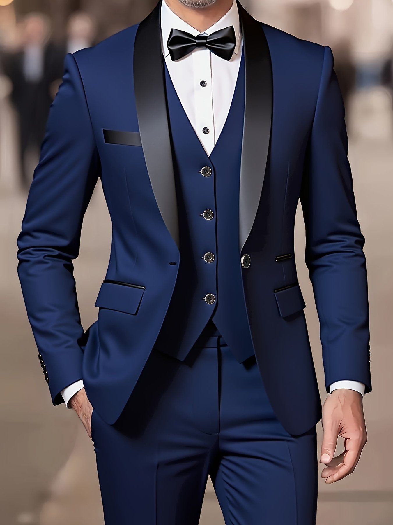 Three-Piece Double-Breasted Blazer Suit for Men - View 9