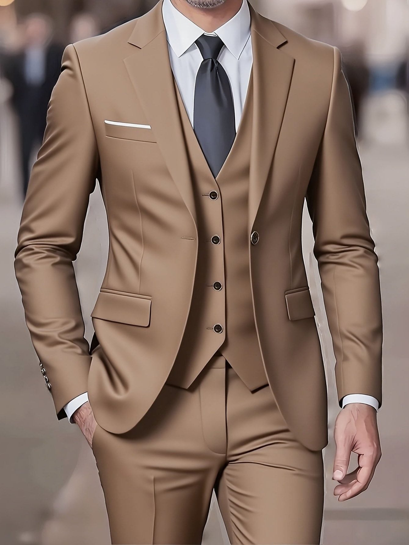 Three-Piece Double-Breasted Blazer Suit for Men