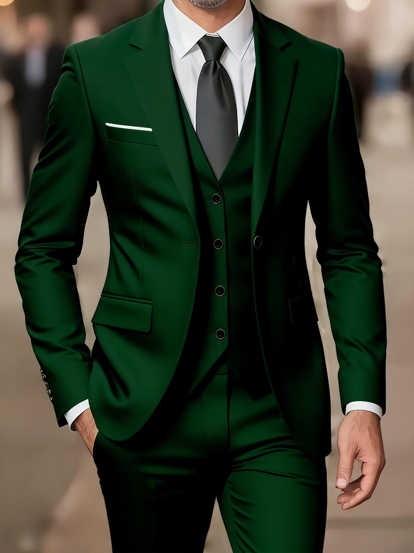 Three-Piece Double-Breasted Blazer Suit for Men - View 10