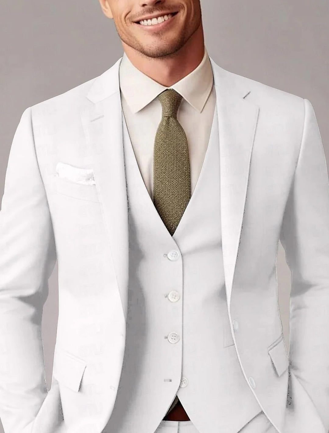 Three-Piece Tailored Suit for Men - White