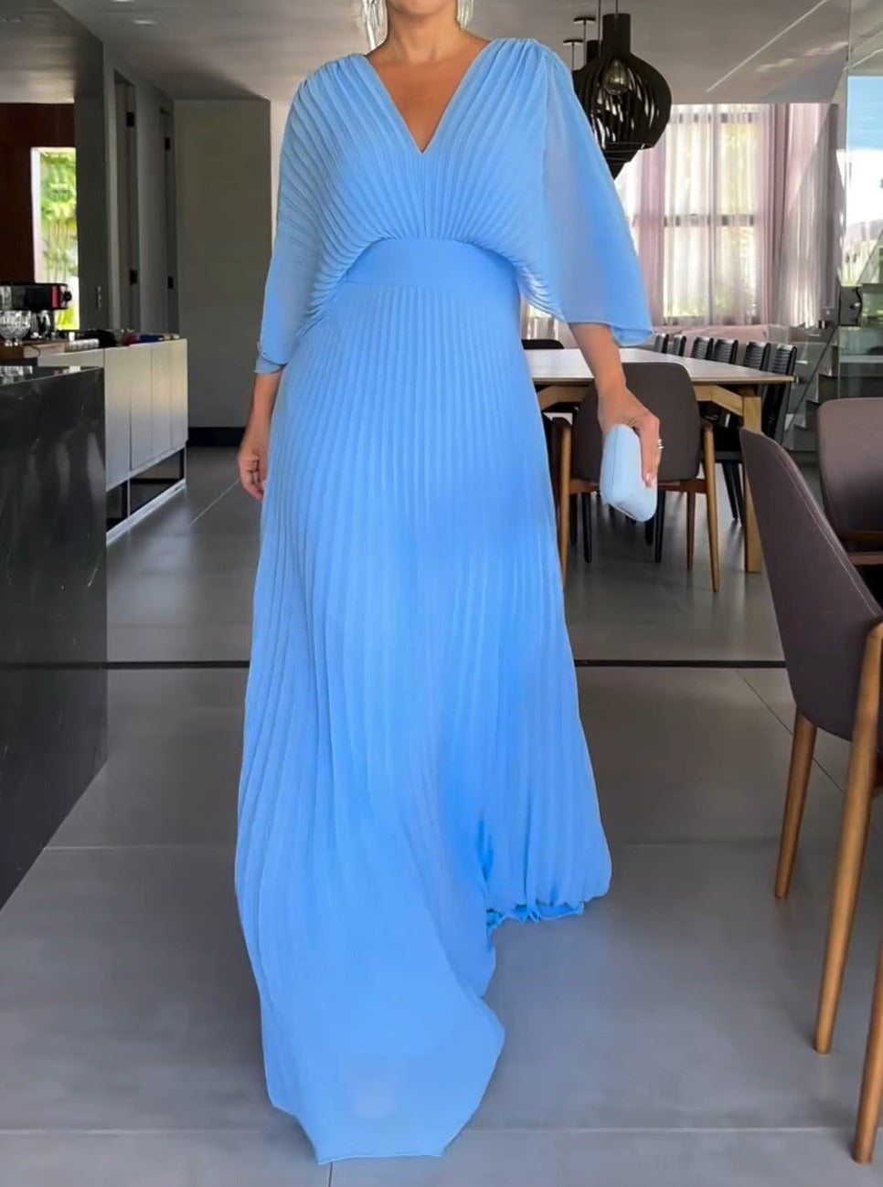 Pleated Maxi Dress Wedding Guest for Women