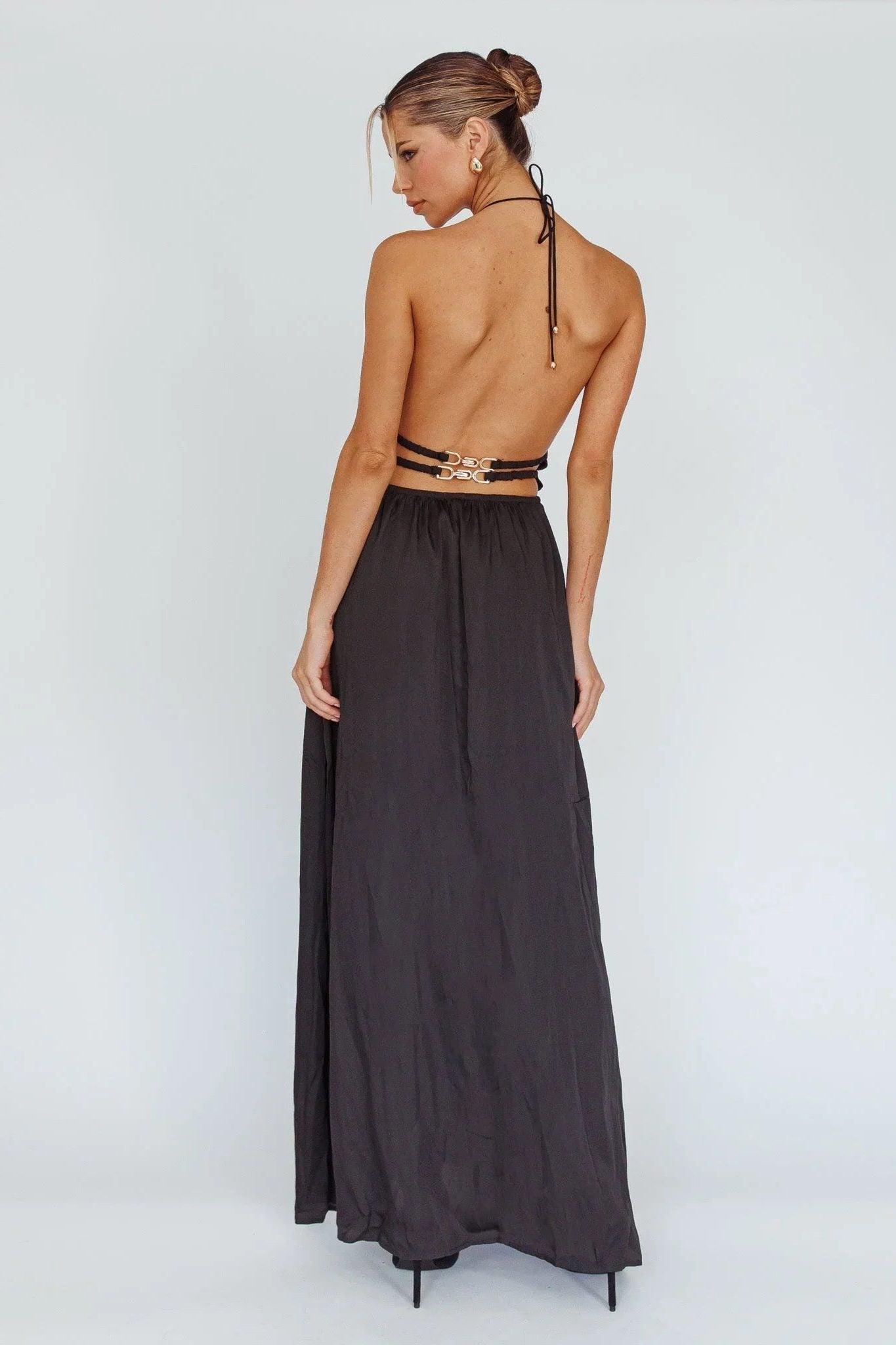 Halter Neck Cut-Out Wedding Guest Maxi Dress for Women - View 10
