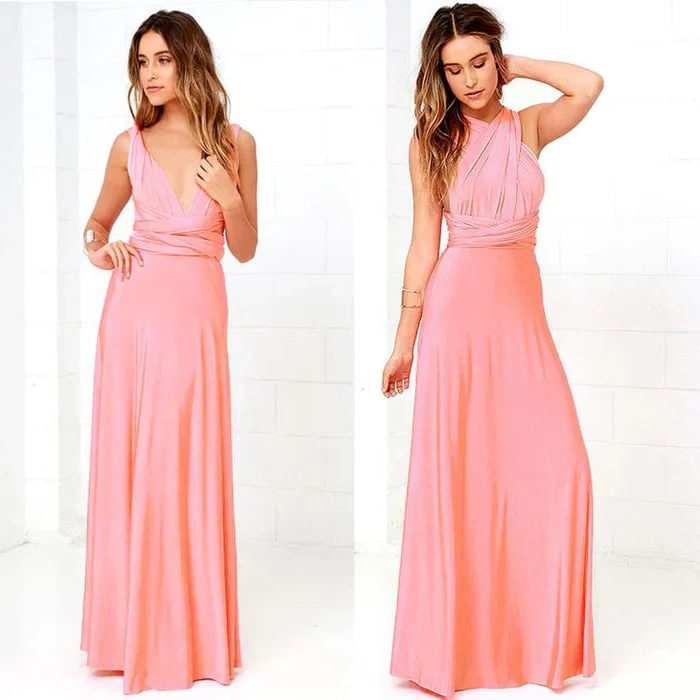 Halter Neck Wedding Guest Maxi Dress for Women - Pink