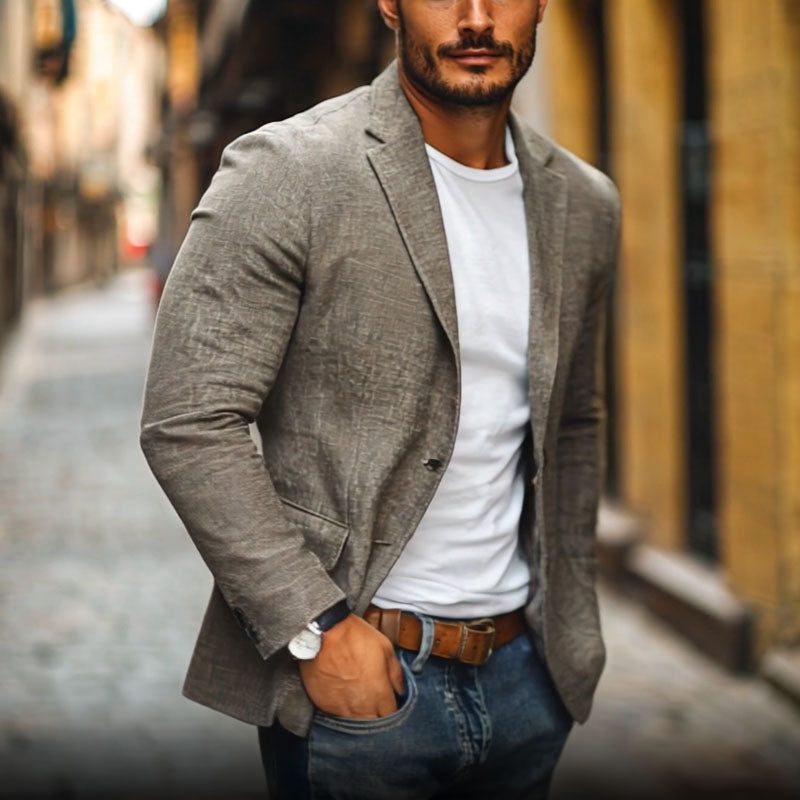 Single-Breasted Linen Blazer for Men - View 5