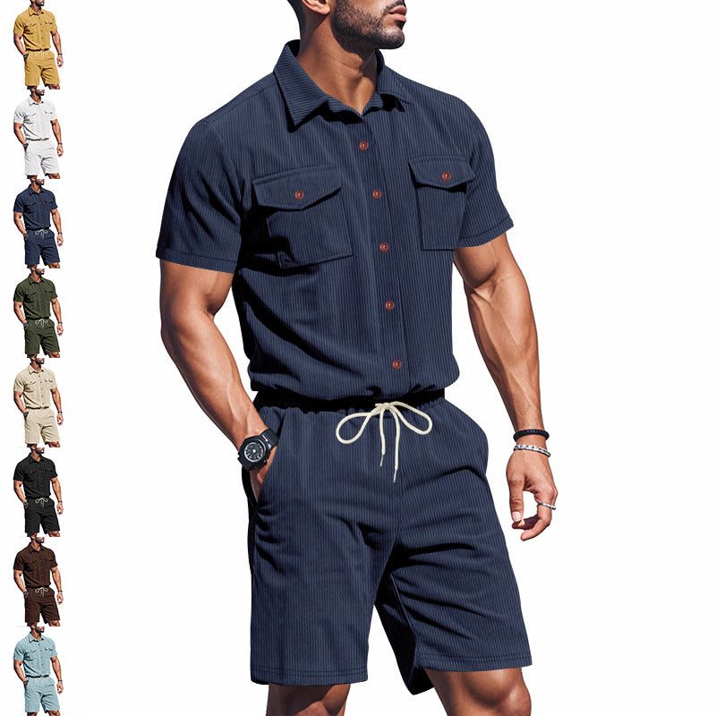 Short Sleeve Shirt and Shorts Set for Men