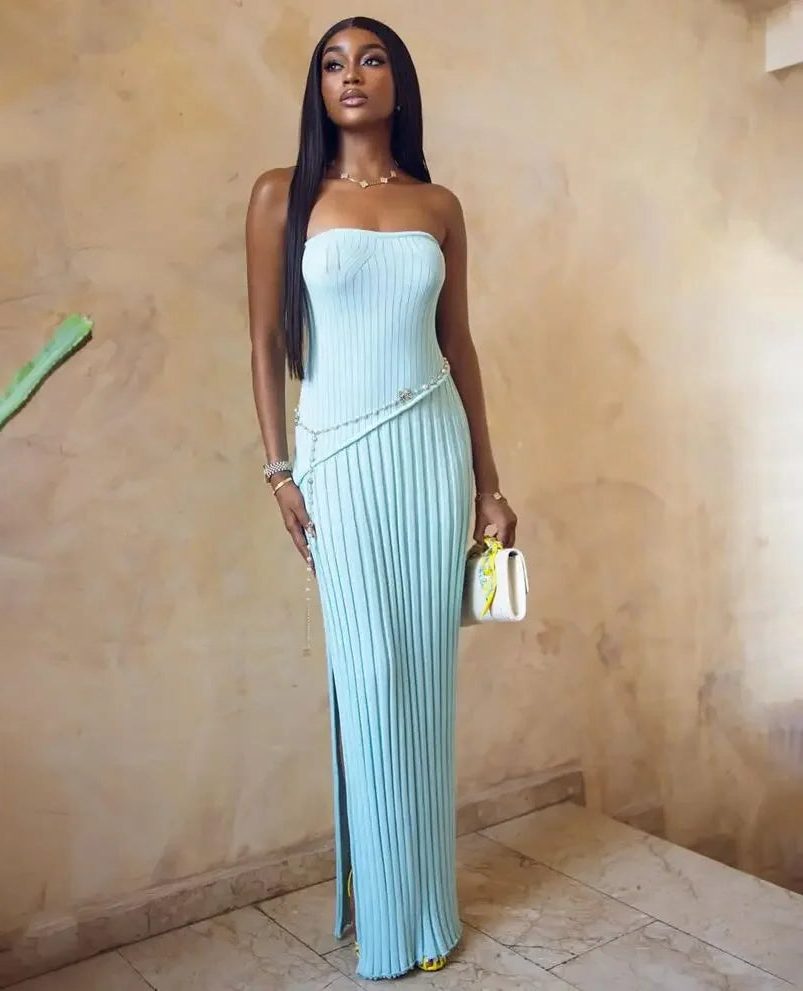Strapless Pleated Wedding Guest Maxi Dress for Women - View 2