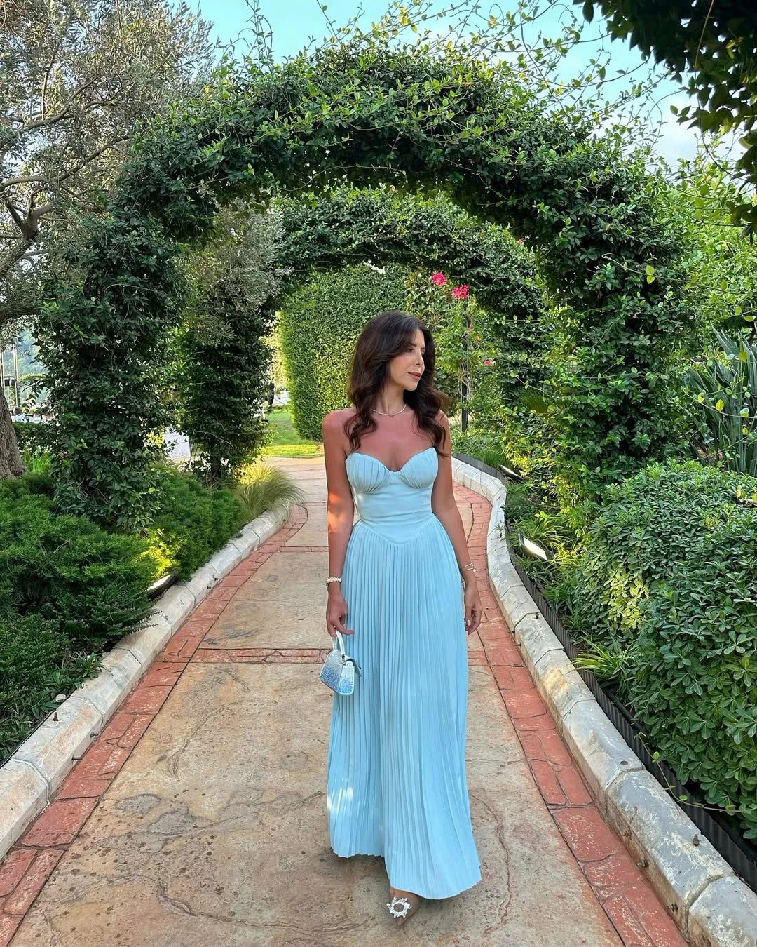 Pleated Strapless Wedding Guest Maxi Dress for Women - View 4