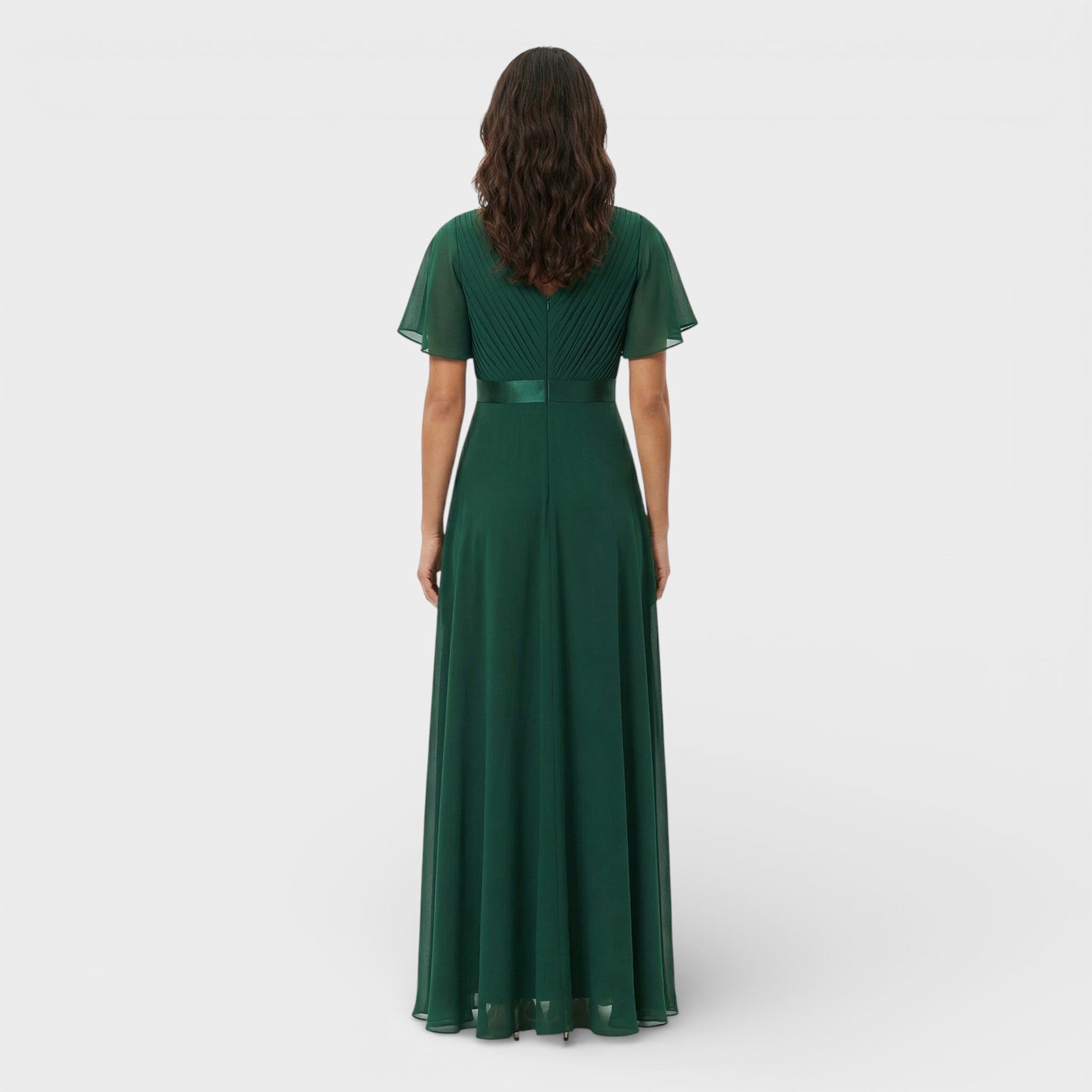 V-Neck Pleated Wedding Guest Maxi Dress for Women - View 4