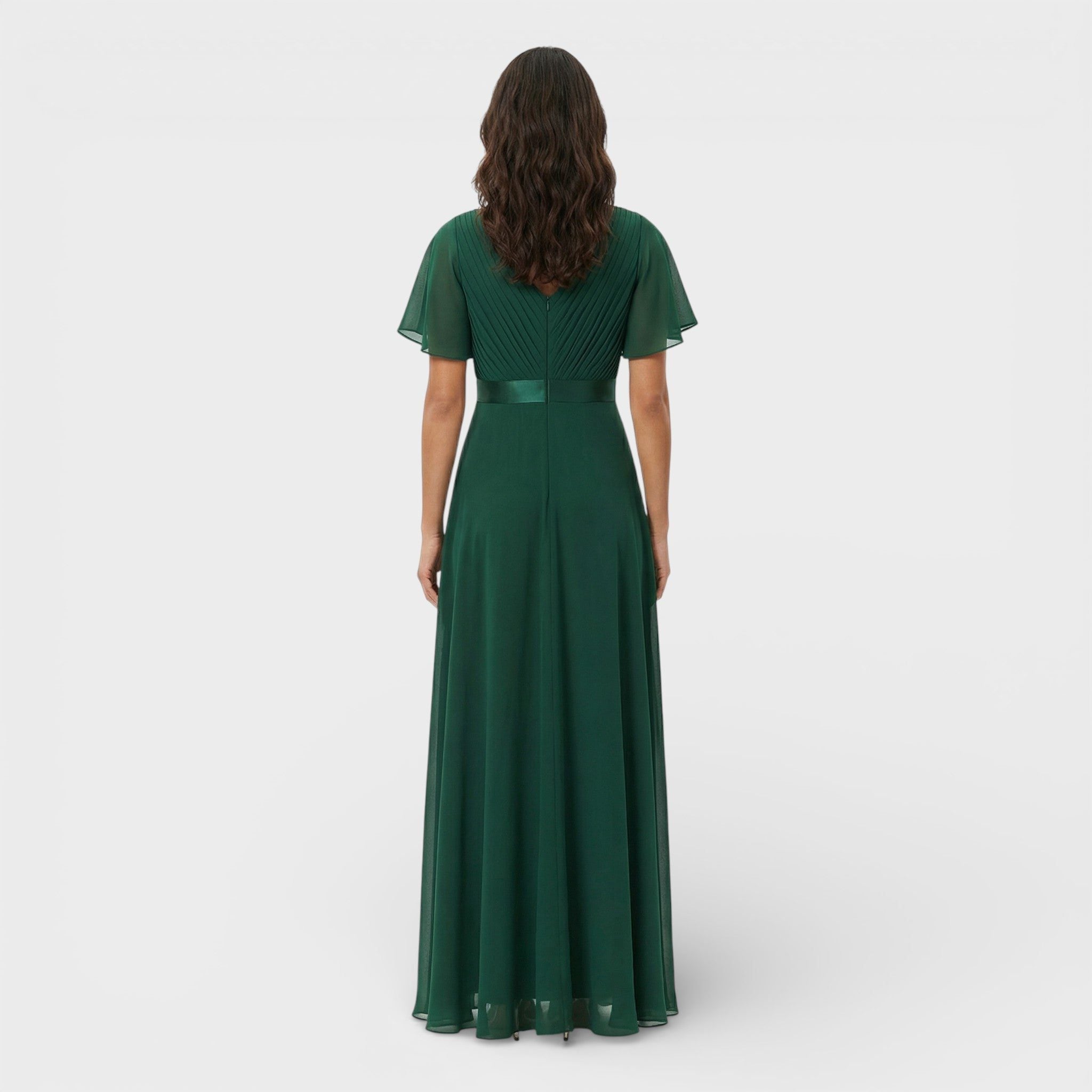 V-Neck Pleated Wedding Guest Maxi Dress for Women - View 4