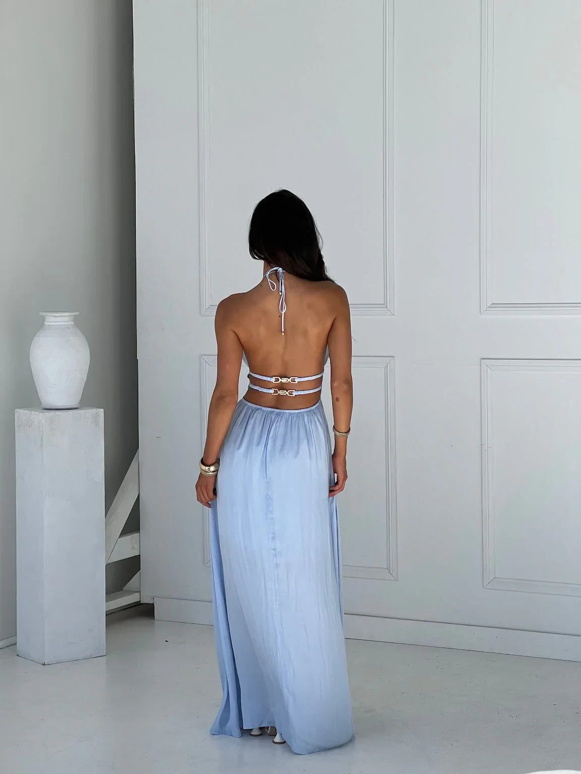 Halter Neck Cut-Out Wedding Guest Maxi Dress for Women - View 4