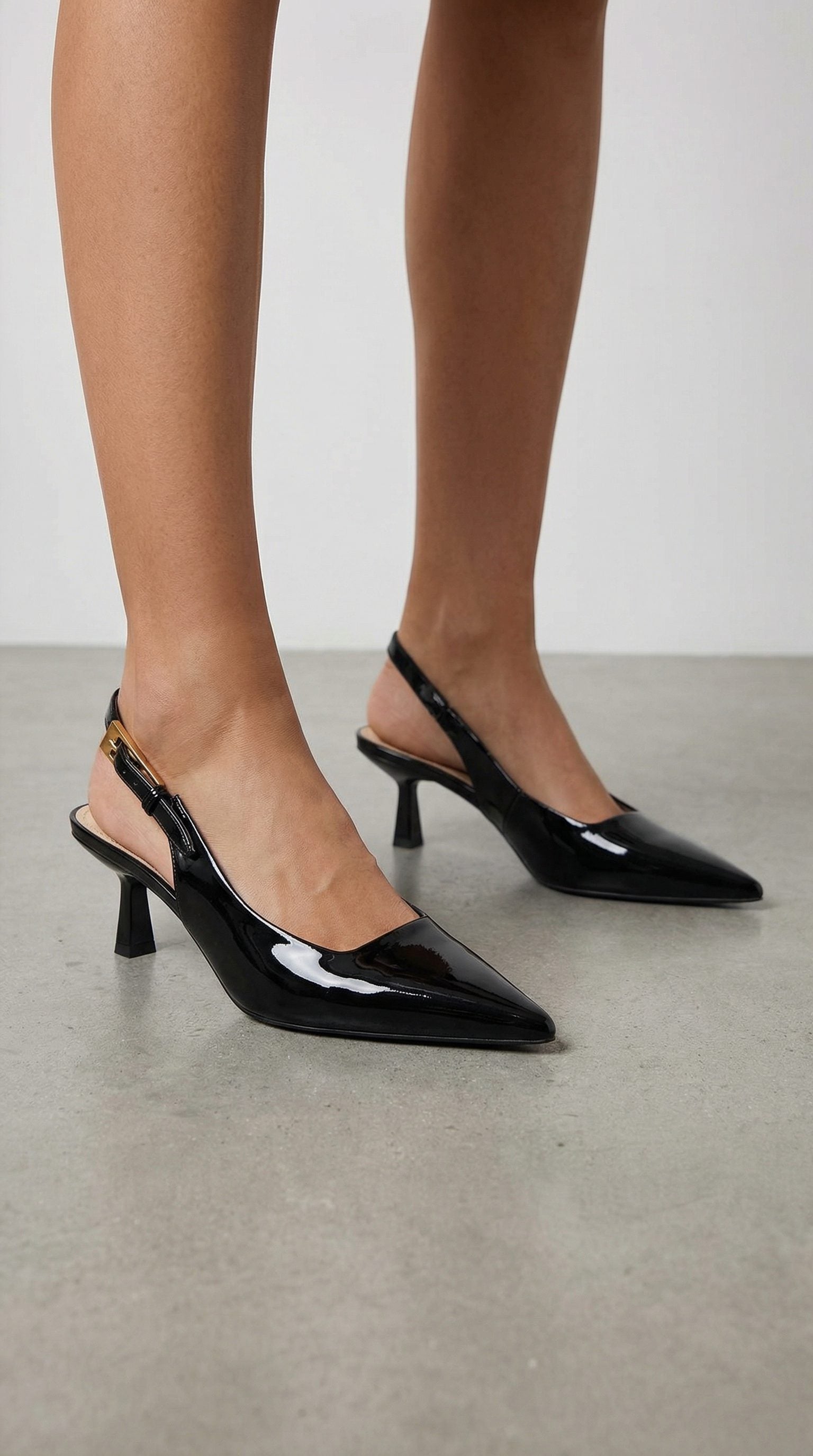 Pointed Toe Kitten Heel Slingback Court Heels for Women - View 3