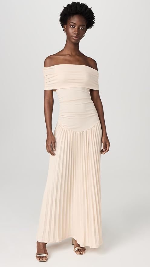 Off-Shoulder Pleated Wedding Guest Maxi Dress for Women - View 7