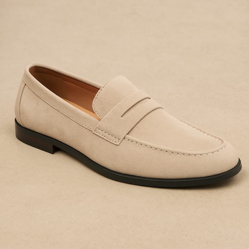 Suede Slip-On Loafer for Men - Beige