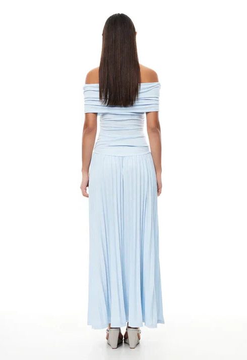 Off-Shoulder Pleated Wedding Guest Maxi Dress for Women - View 20