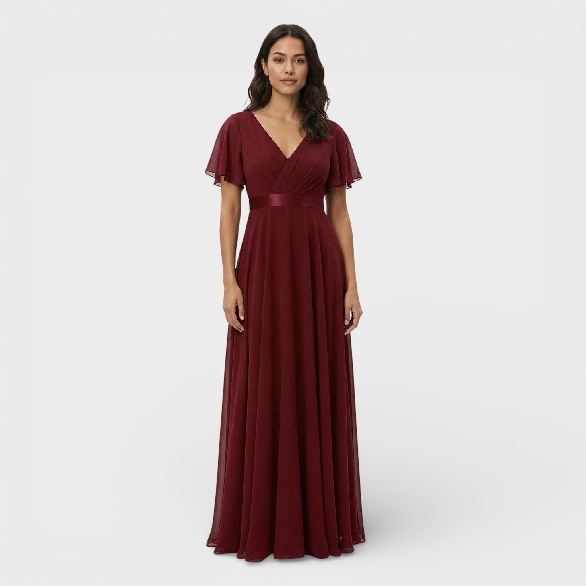 V-Neck Pleated Wedding Guest Maxi Dress for Women - View 16