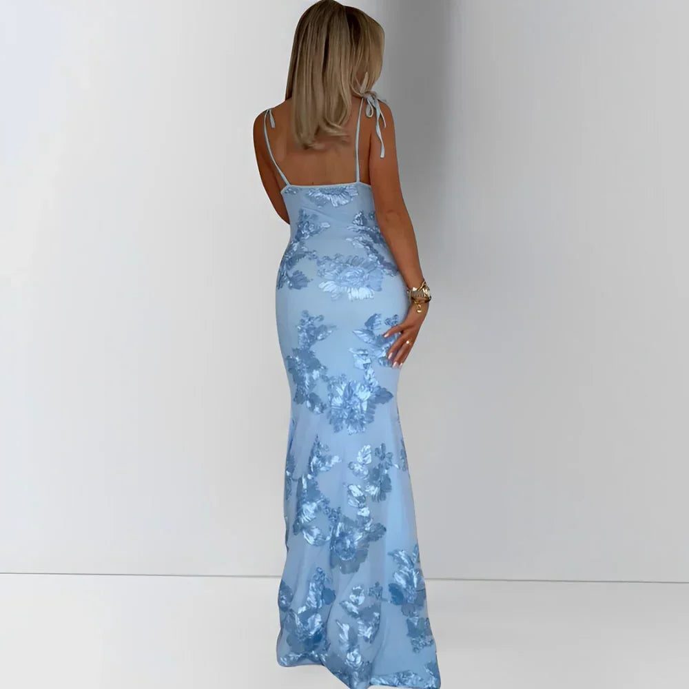 Sequin Floral Wedding Guest Maxi Dress for Women - View 4