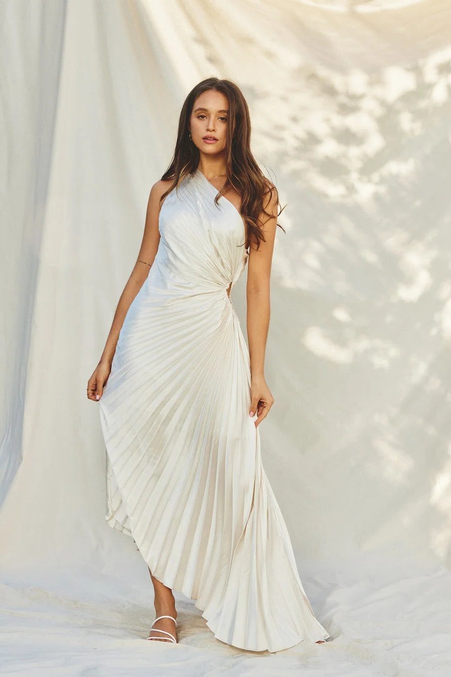 Halterneck Wedding Guest Pleated Maxi Dress for Women
