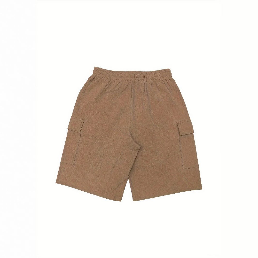 Linen Cargo Shorts with Drawstring Waist for Men - View 2