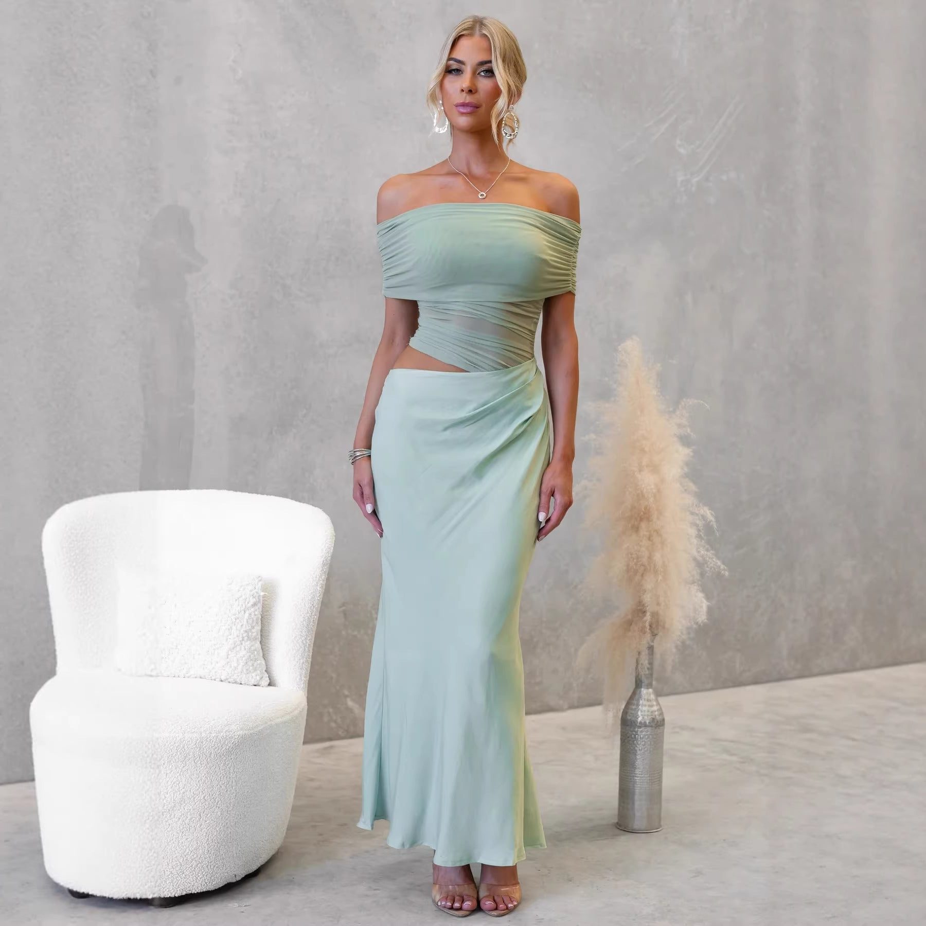 Off-Shoulder Wedding Guest Maxi Dress for Women - View 4