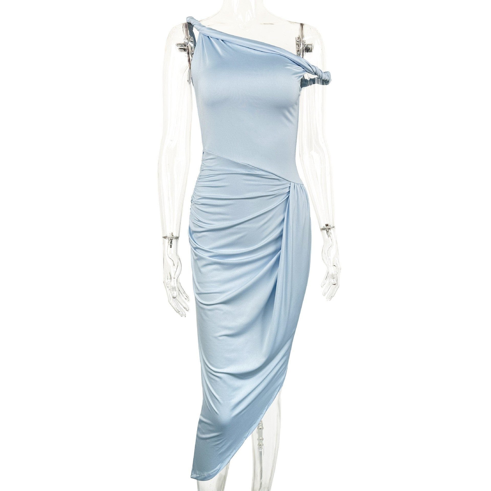 One-Shoulder Gathered Wedding Guest Maxi Dress for Women - View 5