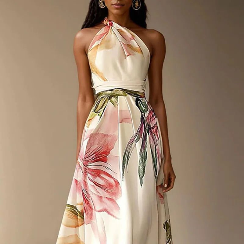 Halter Neck Floral Maxi Dress for Women - View 2