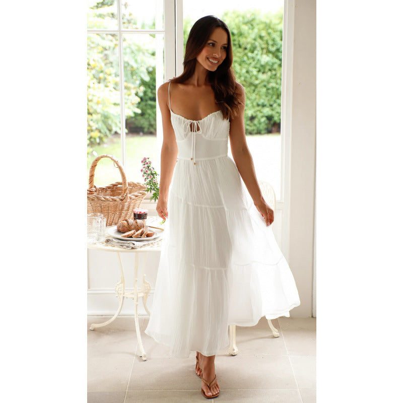 Tiered Spaghetti Strap Wedding Guest Maxi Dress for Women